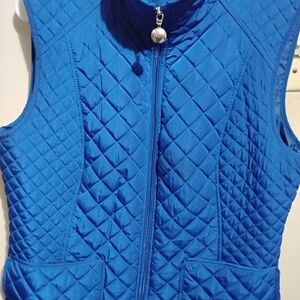 Calvin Klein Quilted Vest Blue Hand Warmer Style Pockets Sz XS
